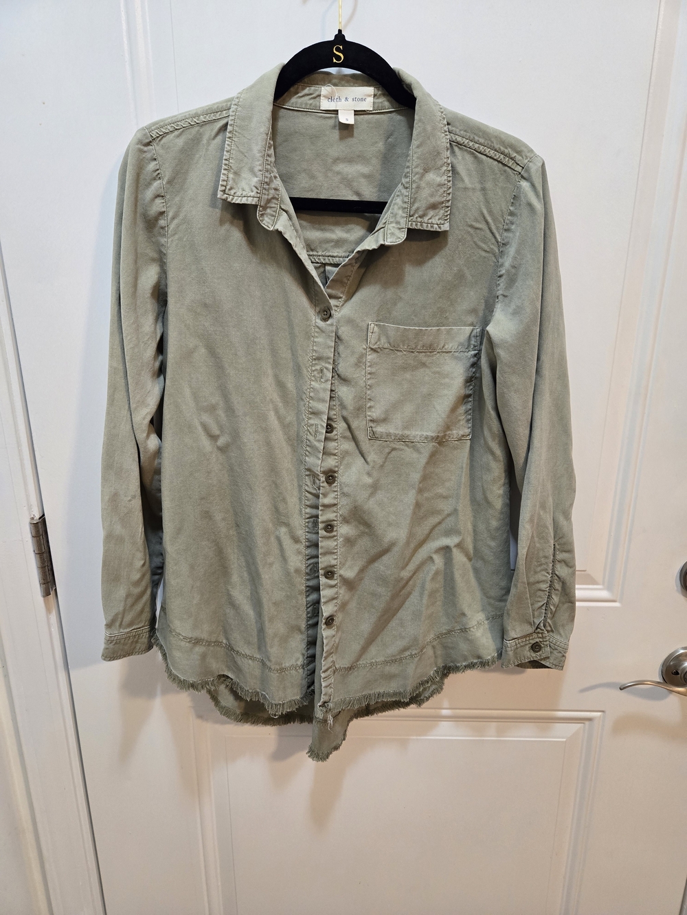 cloth & stone Sage Green Washed Button-Up Shirt